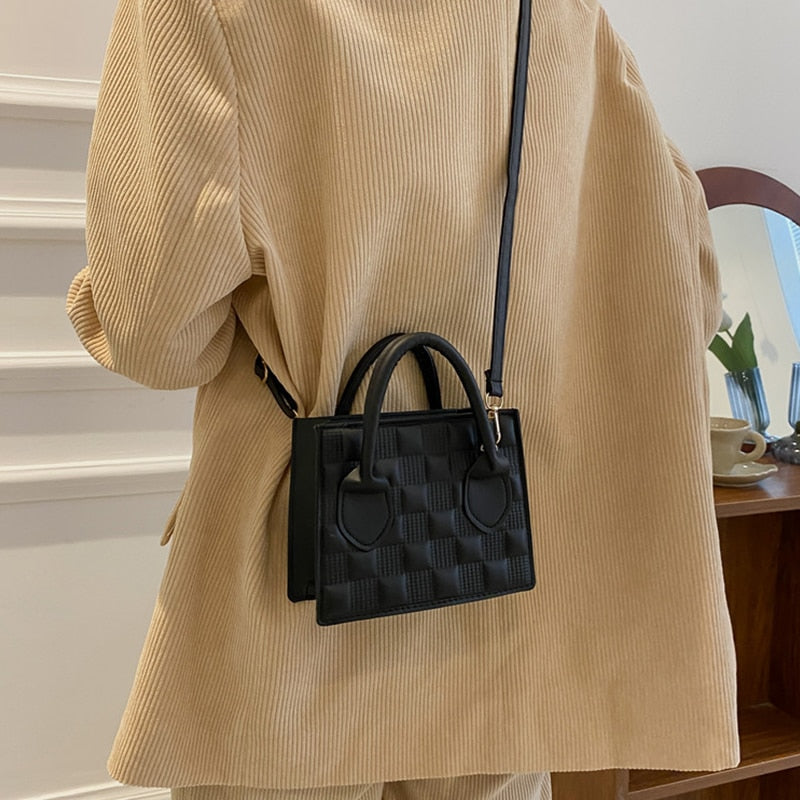 Fashion Pu Leather Women Shoulder Bag High Quality Checkered Crossbody Bag Woman Luxury Designer Casual Women Messenger Bag