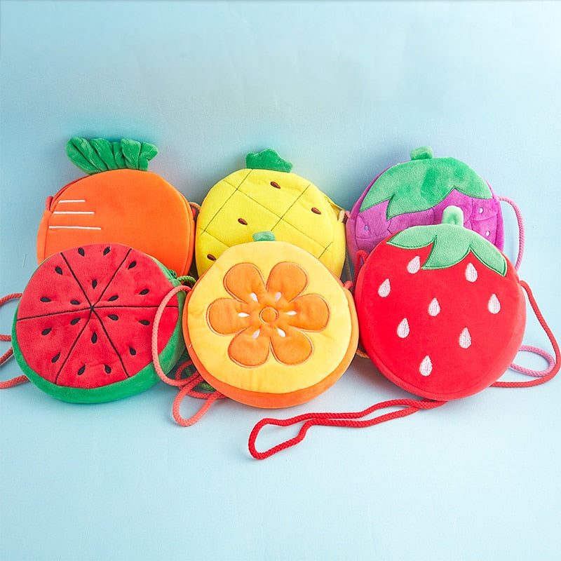 1PCS Girl Simulation Fruit Bag Children Watermelon Strawberry Shoulder Bag Plush Messenger Bag Coin Purse