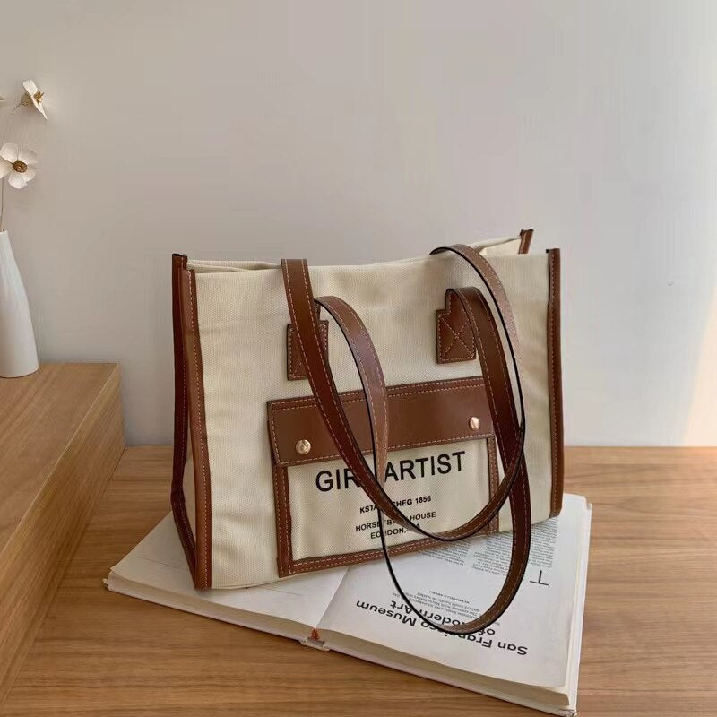 Extra Thick Canvas Female Shoulder Bag New Luxury Ladies Casual Handbag Fashion Large Cotton Tote For Women Shopping