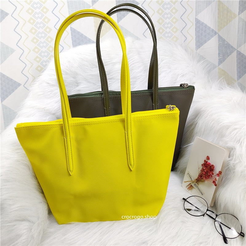 Women's Large Capacity Zipper Shopping Travel Tote Bag Fashion Casual Waterproof PVC Mobile Phone Change Shoulder Bag