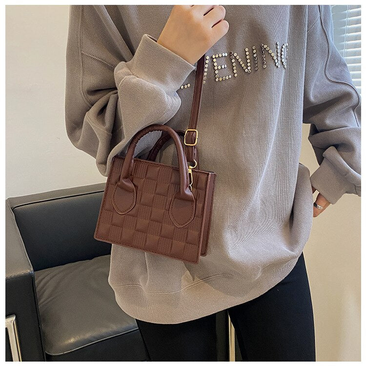 Fashion Pu Leather Women Shoulder Bag High Quality Checkered Crossbody Bag Woman Luxury Designer Casual Women Messenger Bag