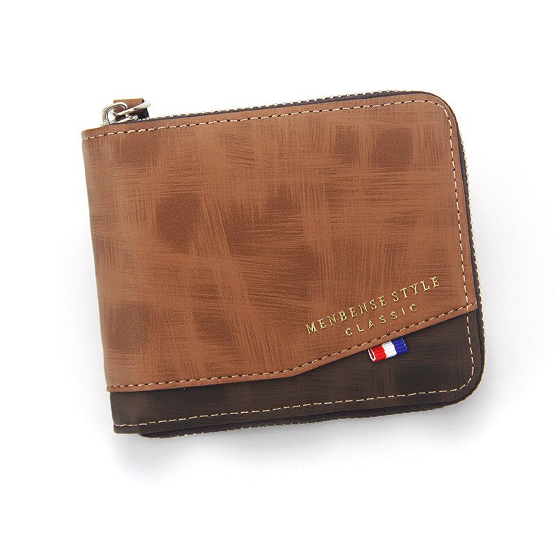 Short Men's Leather Wallet Brand Handy Purse Male Pocket Bag For Coin Money Leather Zipper Wallet Mini Card Holder Small Purse