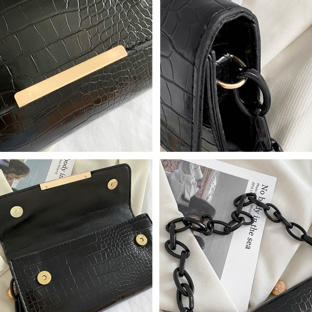 Popular Crocodile Pattern Women's Bag New Fashion Chain Shoulder Bags PU Leather Underarm Bags Female Trendy Versatile Handbags