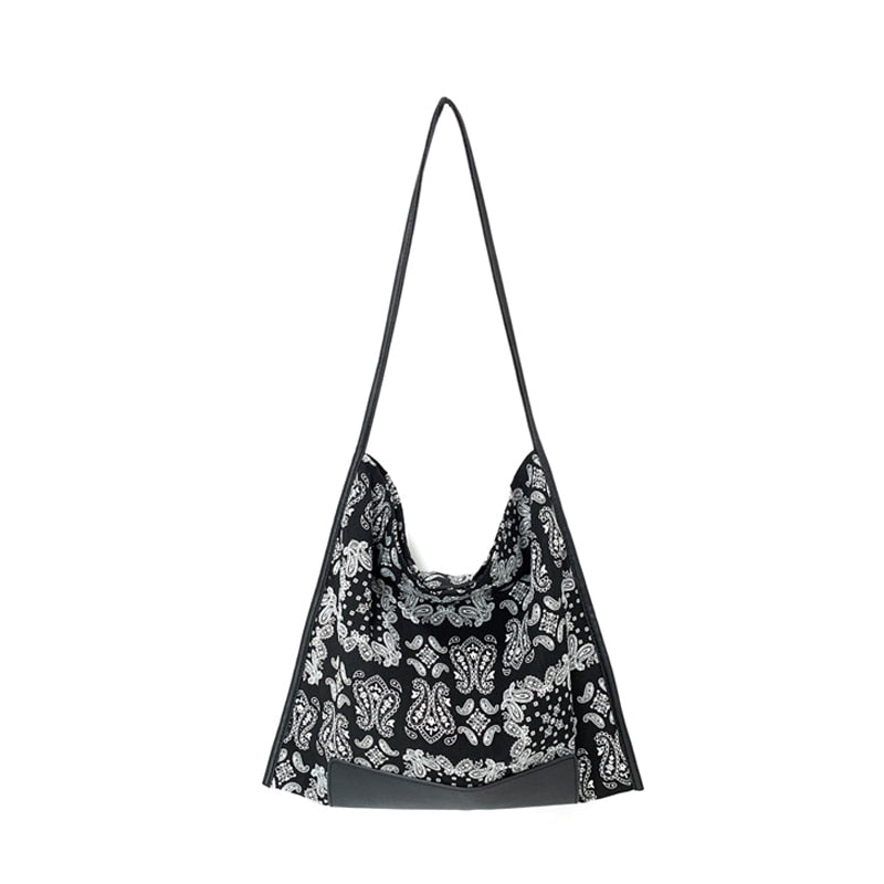 MABULA Bohemia Flower Print Hobo Sling Bag Large Square Design Crossbody Purse for Women Lightweight Elegant Handbag