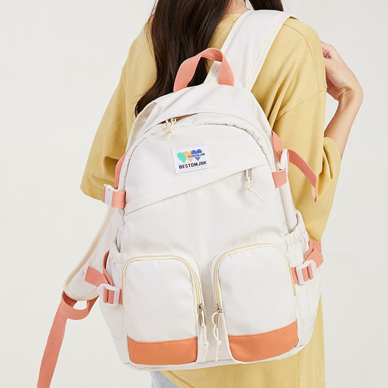 Girl Travel White Kawaii Book Backpack Trendy Women Laptop School Bag Female College Backpack Teenager Fashion Lady Leisure Bags