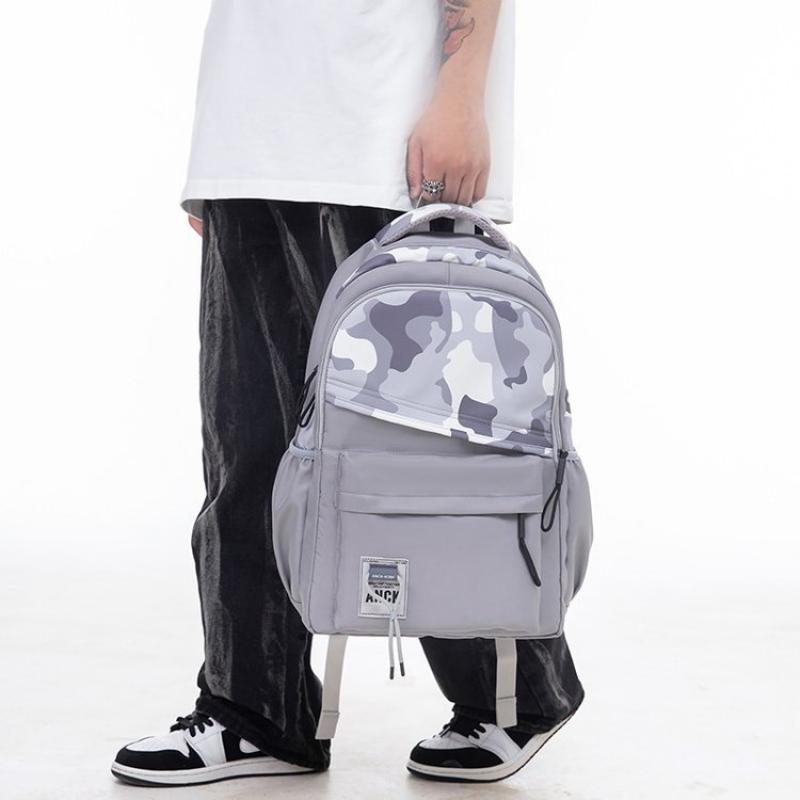 Grid Pattern Nylon School Backpack Women's Backpacks for Teenagers Girls Large Capacity Women Bag Solid Color Schoolbag Mochila