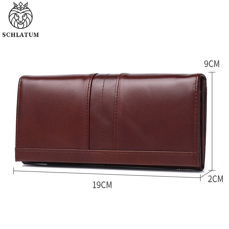 SCHLATUM Men Leather Wallet Long Multifunction Business Card Holder Purse Brand Fashion Male Wallets