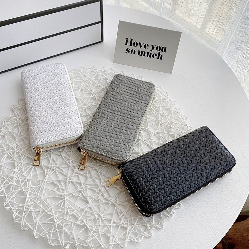 Women's Woven Wallet Wrist Handle Mobile Phone Case Long Money Bag Handbag Women's Wallet Cardholder's Wallet