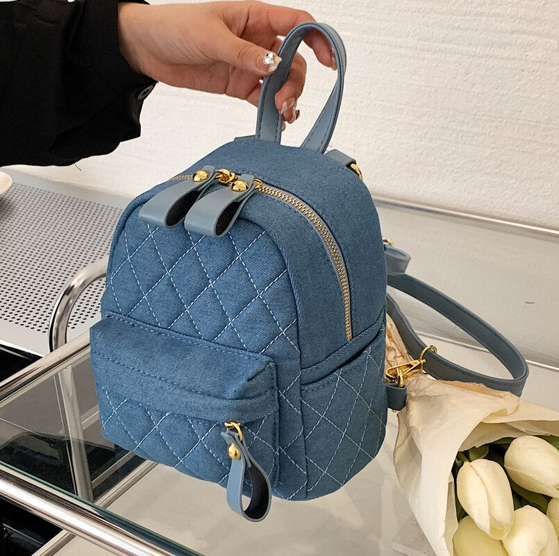 Fashion Mini Backpack Women Shoulder Bag for Teenage Girls Multi-Function Small Bagpack Ladies Travle Denim female Backpacks
