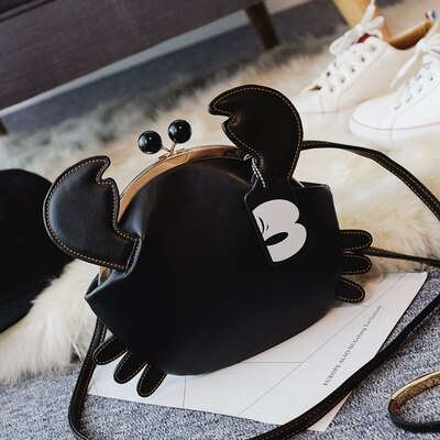 Lovely Crab Bag New Fashion Single Shoulder For Women Bag Clip Mouth Small Mini Messenger Bag Female