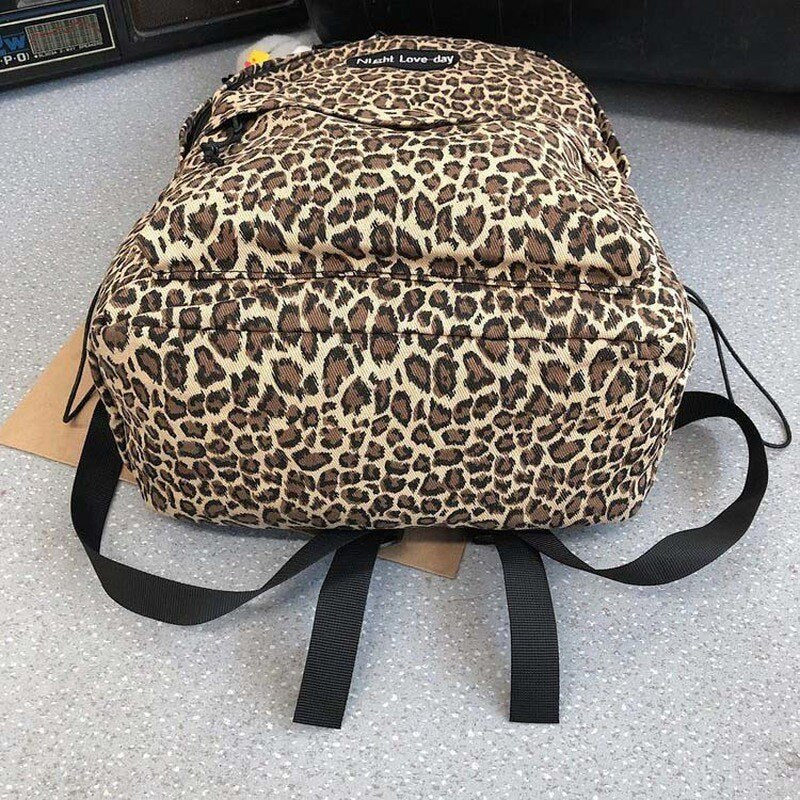 Backpacks Leopard Vintage Couple Canvas Bag Korean Harajuku Ulzzang Large Capacity School Backpack Unisex Stylish Waterproof Ins