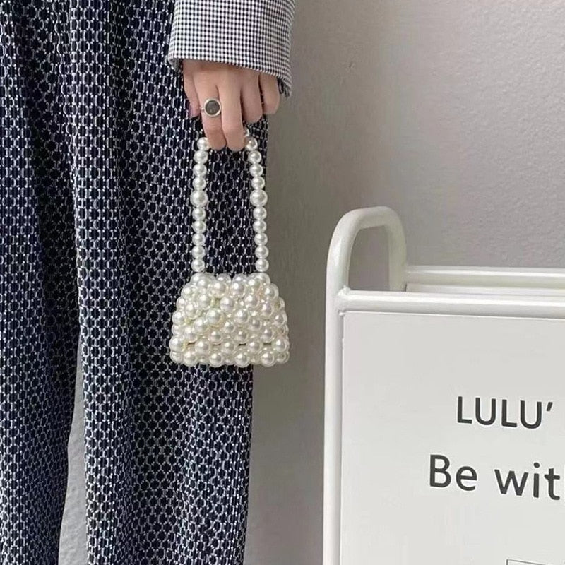 Portable Mini Women Handbag Shoulder Bags Acrylic Beads Purse Small Crossbody Bag Home Storage Organizer For Travel Phone