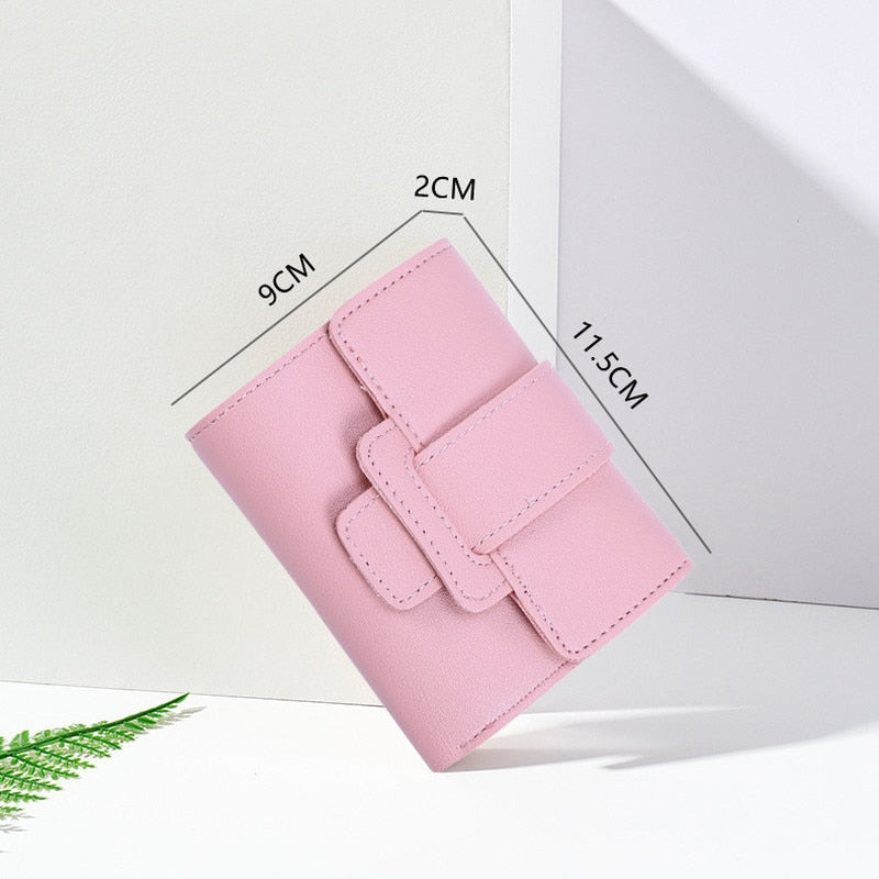 Wallet Women Lady Short Women Wallets Red Color Mini Money Purses Small Fold PU Leather Female Coin Purse Card Holders