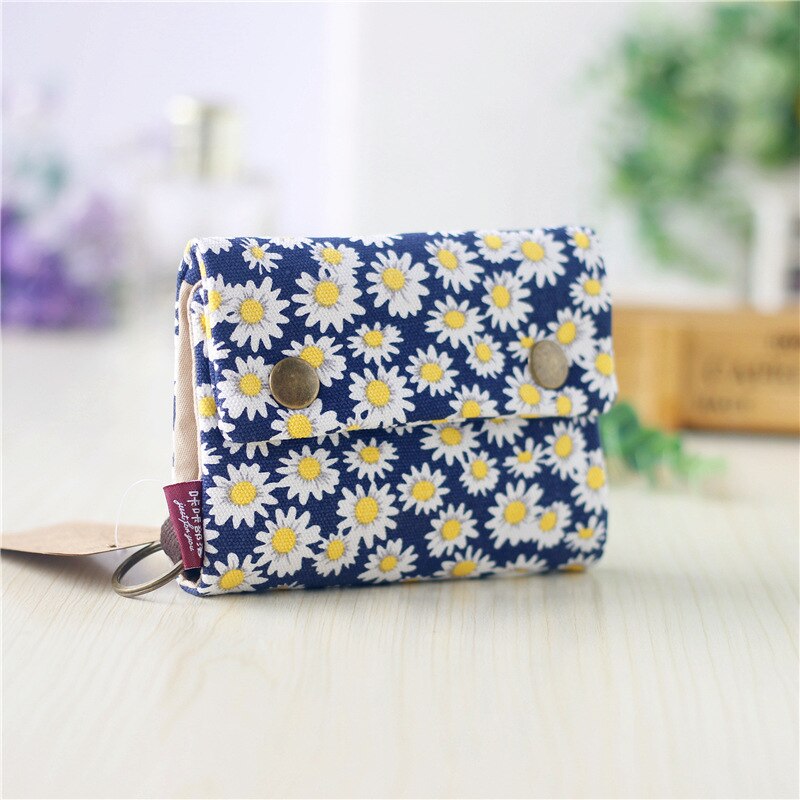 Vintage Casual Women Wallets Denim Canvas Short Buttons Clutch Coin Purse Large Capacity Card Holder Wallet