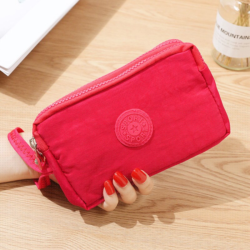 3 Zipper Ladies Wallets Ladies Wallets Brand Clutches Coin Purse Card Key Wallets Canvas Short Ladies Girls Wallets Handbags
