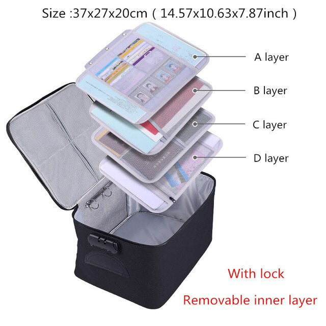 Travel Business Briefcase A4 Document Bag Waterproof Oxford Tote Men Women's Electronic Product Storage Pouch Office Organizer