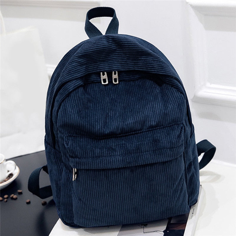 Fashion Woman Mini Simple Corduroy Backpacks Campus Style Knapsack Capacity Double Shoulder Bag School Corduroy Backpack
