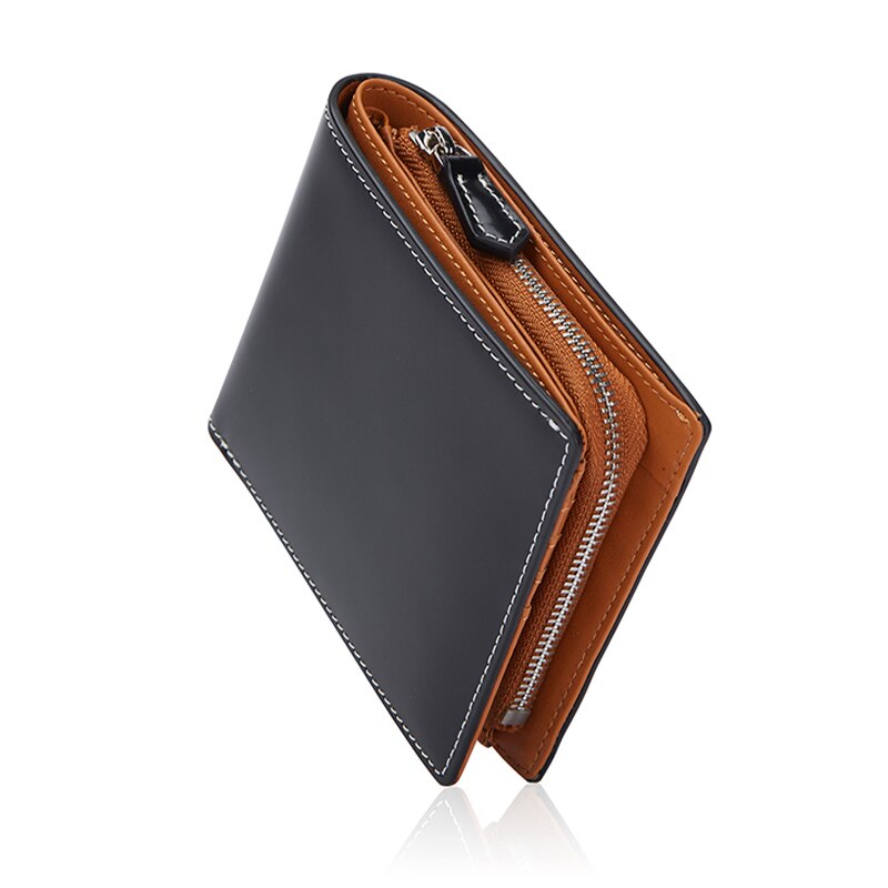 BISONDENIM New Men's Leather Folding Wallet Simple Luxury Fashion Wallet Zipper Coin Bag Multifunctional Card Holder W4545