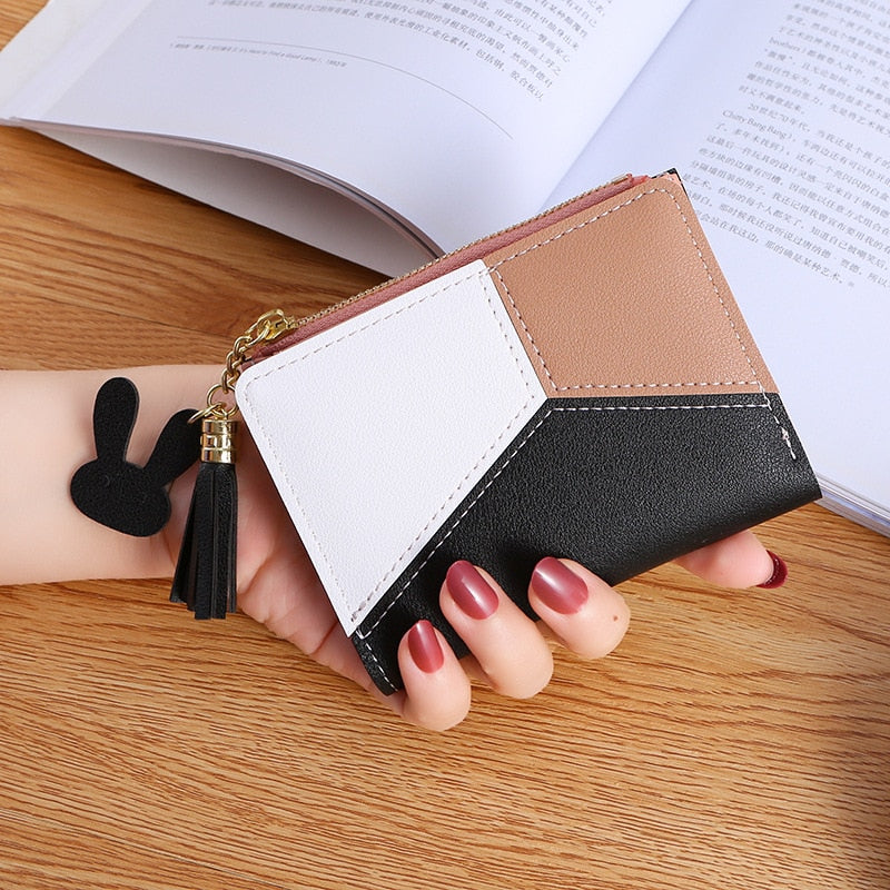 New Arrival Wallet Short Women Wallets Zipper Purse Patchwork Fashion Panelled Wallets Trendy Coin Purse Card Holder Leather
