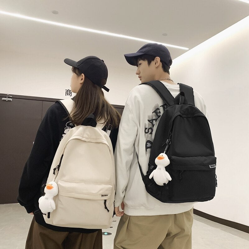 Unisex Solid Color Nylon Backpacks Fashion Women Backpack Men Big Schoolbag Cool Bookbag Teen Student Portable Laptop Bagpack