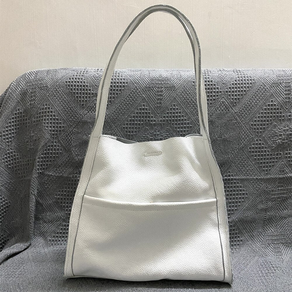 Women Bag Female Luxury Shoulder Bags Lady Soft 100% Cowhide Genuine Leather Niche Design Tote Bucket Handbag