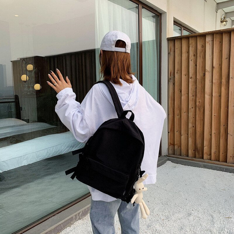 Outdoor Travel Nylon School Backpack Women's Backpacks for Teenagers Girl Large Capacity Women Bag Solid Color Schoolbag Mochila