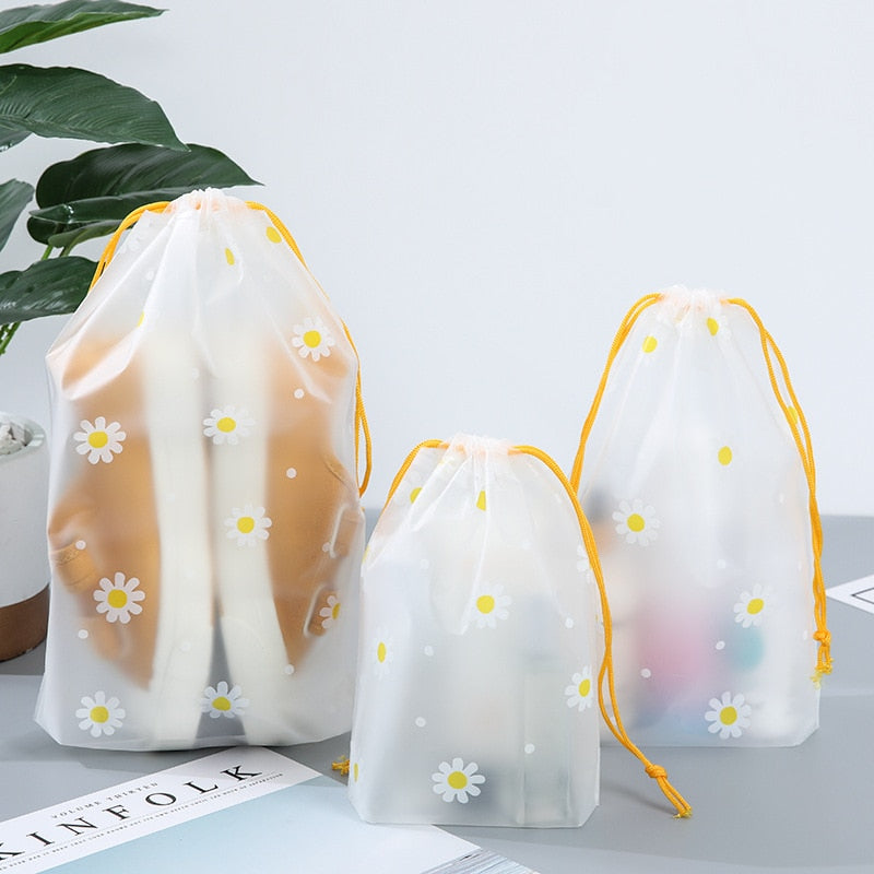 1Pcs Girl Clear Drawstring Cosmetic Bag PVC Transparent Makeup Bag for Women Waterproof String Beauty Case Travel Toiletry Bags