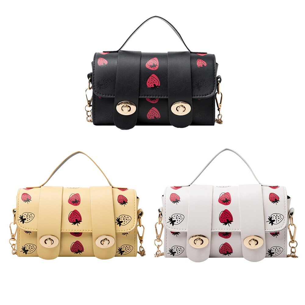 Strawberry Pattern Handbag Female Stylish Single Shoulder Bag Lady Casual Travel Strawberry Printing Messenger Bag