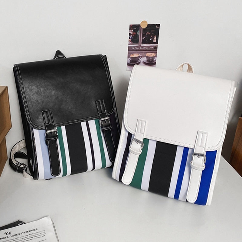 Cool Female PU College Backpack Women Cute School Bag Trendy Leather Book Girl Travel Student Bag Ladies Laptop Backpack Fashion