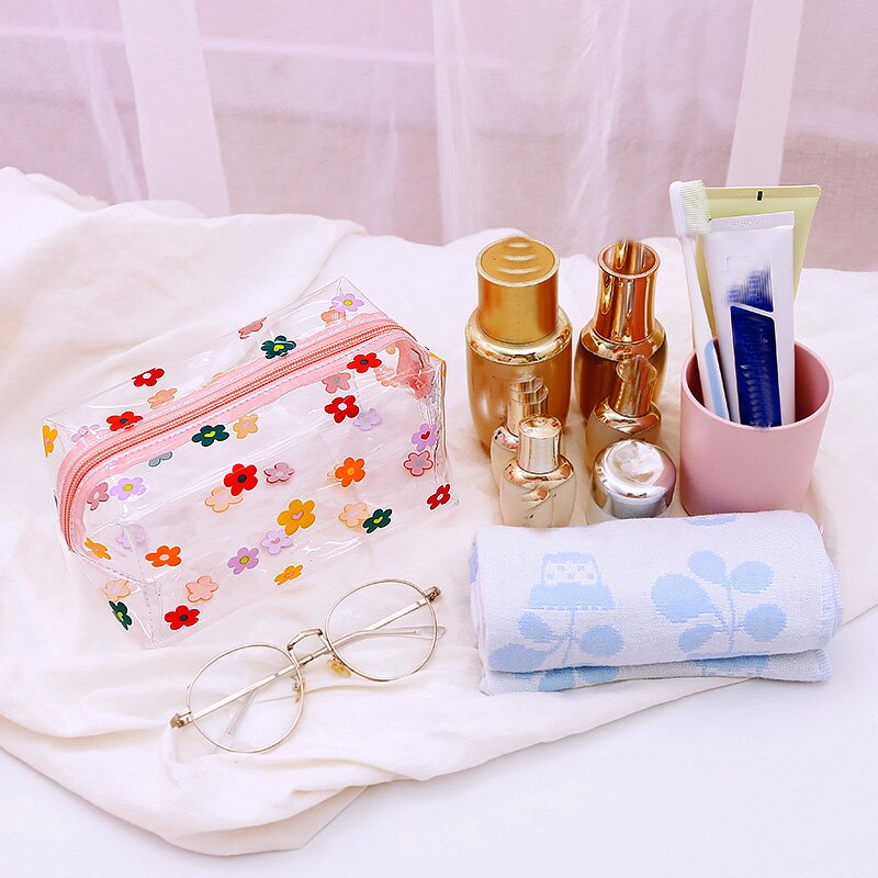 Women Transparent PVC Travel Cosmetic Bag Clear Waterproof Zipper Makeup Bag Beauty Organizer Make Up Case Wash Toiletry Bags