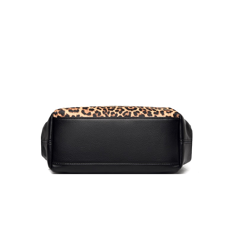 YILIAN Leopard print middle-aged woman's handbag soft leather armpit bag fashionable zebra-print large bag high-end tote bag
