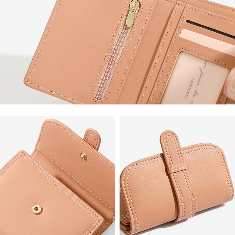 Visible Stitches Fashion Small Wallet for Women Brand Tri-fold Wallets Card Holder Purse Female Purses Short Clutch Carteras NEW