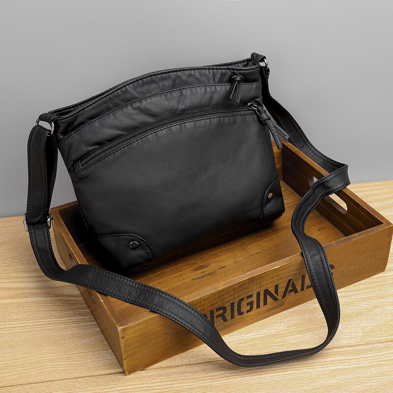 New Korean style PU leather crossbody bags for women Casual retro small square shoulder bag Large Capacity soft leather handbag
