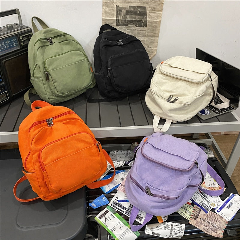 маленький рюкзак Canvas Women Small Backpack Vintage Feminina School Mini Backpack Women Bagpack Female Solid Girl mochilas