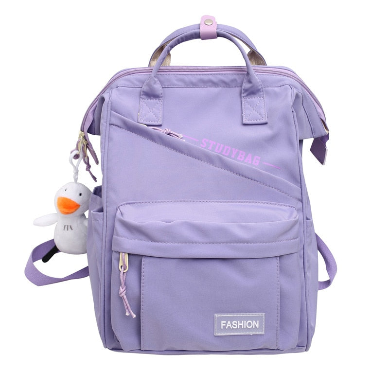 Trendy Women Laptop Waterproof Nylon Bag Girl Cute Travel Green Backpack Female Mommy Bag Fashion Ladies College Backpack Kawaii