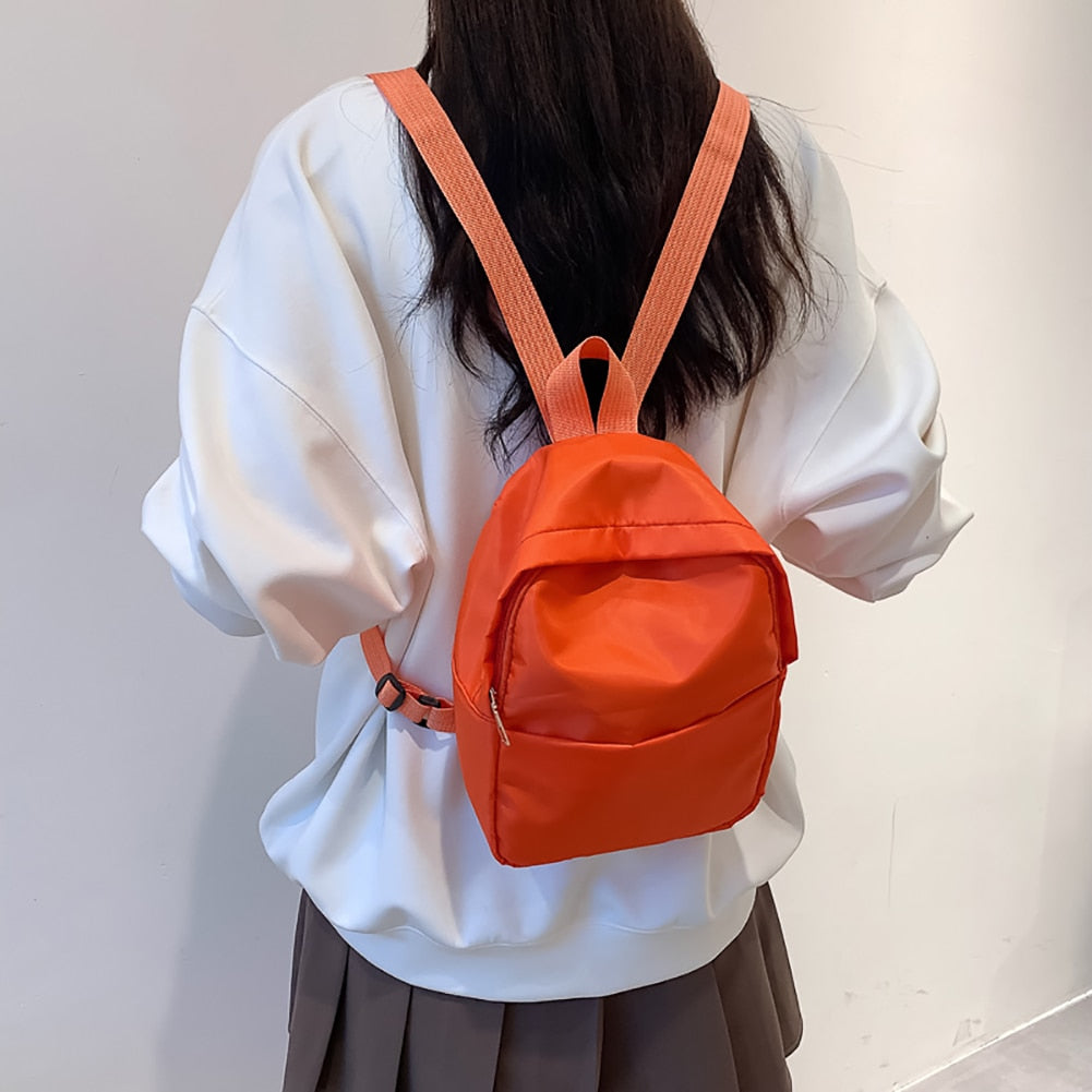 Women Fashion Backpack Casual Nylon Female School Bags for Teenager Girls Students Book Bags Solid Color Female Small Backpacks