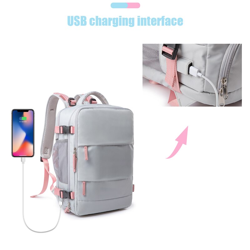 Women Multifunction Travel Large Capacity Backpack Ladies Weekend Outing Luggage With Wet Shoe Compartment 180° Open Way Bag