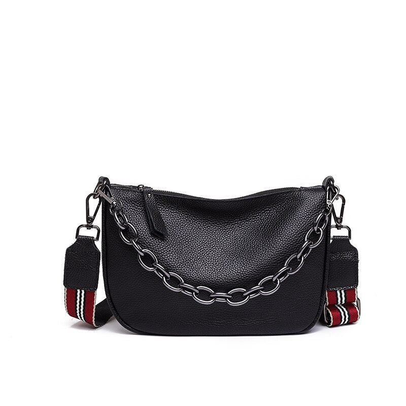 100% Genuine Leather Women Handbag Women Bag Fashion Chains Cowhide Female Shoulder Bag Designer Small Ladies Crossbody Tote bag