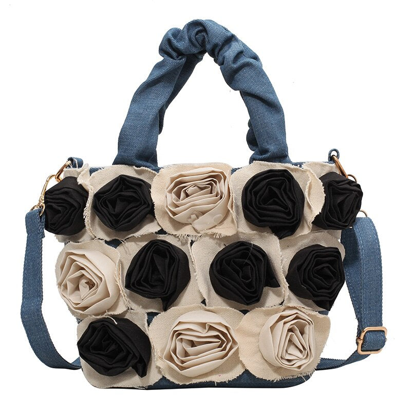 Large Capacity Canvas Shoulder Bags For Women Solid Fashion Fold Female Handbag Jean Big Shopping Eco Bag Denim Crossbody Bags