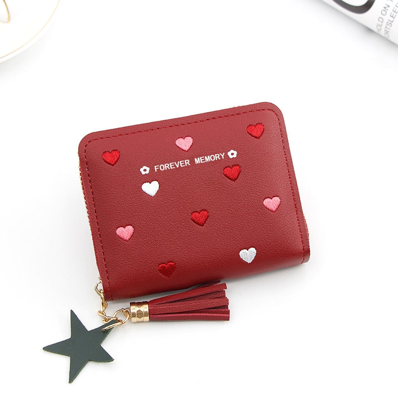 1PC Women Small Wallet Ladies Mini Tassel Wallet Cute Girl Short Zipper Lovely Pu Leather Coin Purse Female Hand Wallet Purse