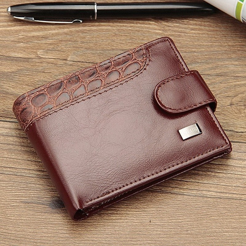 New Men Wallets Patchwork Leather Short Male Purse With Coin Pocket Card Holder Brand Trifold Wallet Men Clutch Money Bag
