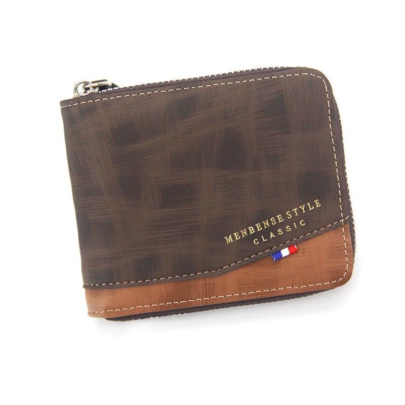 Short Men's Leather Wallet Brand Handy Purse Male Pocket Bag For Coin Money Leather Zipper Wallet Mini Card Holder Small Purse