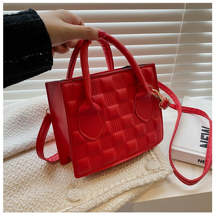 Fashion Pu Leather Women Shoulder Bag High Quality Checkered Crossbody Bag Woman Luxury Designer Casual Women Messenger Bag
