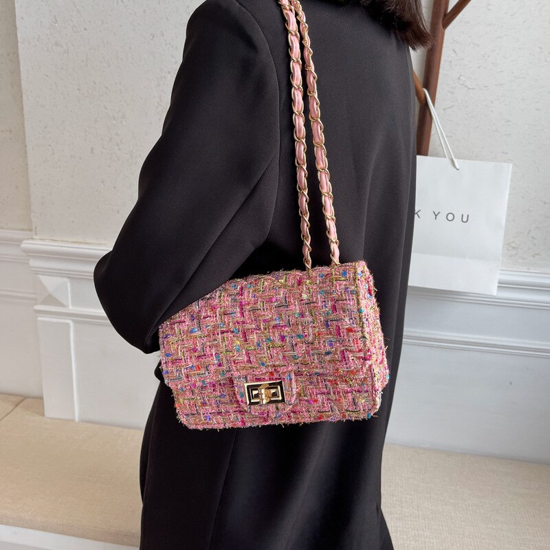 Brand Women Bags Leather Patchwork Embroidery Cross Body Messenger Bag Girl Shoulder Bags Female Bag Woolen Classic Flap Clutch