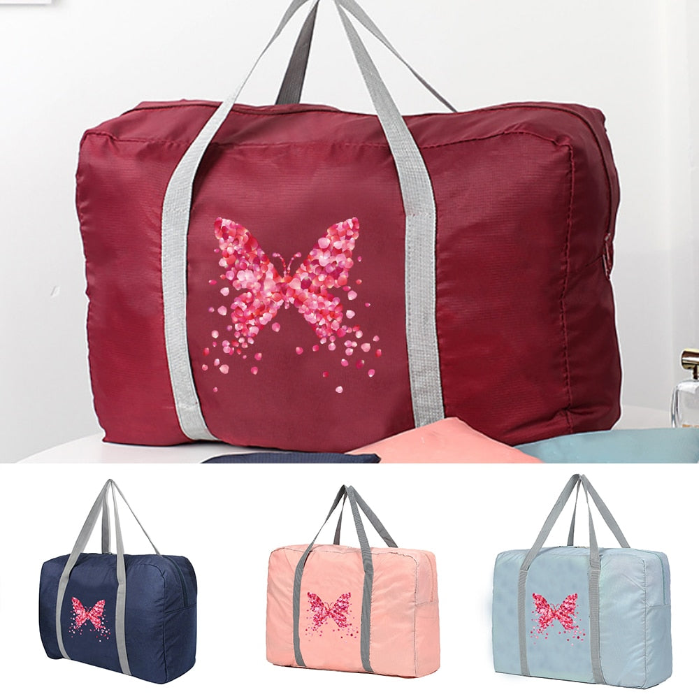 Large Capacity Travel Bags Men Clothing Organize Travel Bag Storage Bags Luggage Bag Women Handbag Petal Butterfly Printing