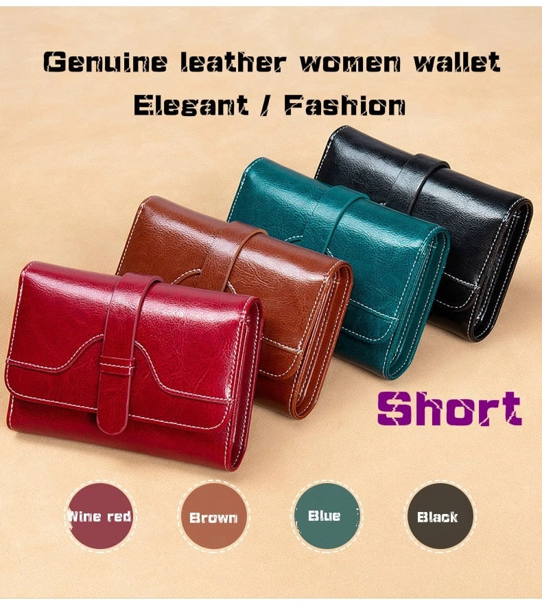 Woman Wallet Genuine Leather Wallets for Women Fashion Luxury High Quality RFID Card Holder Purse Female Clutch Bag