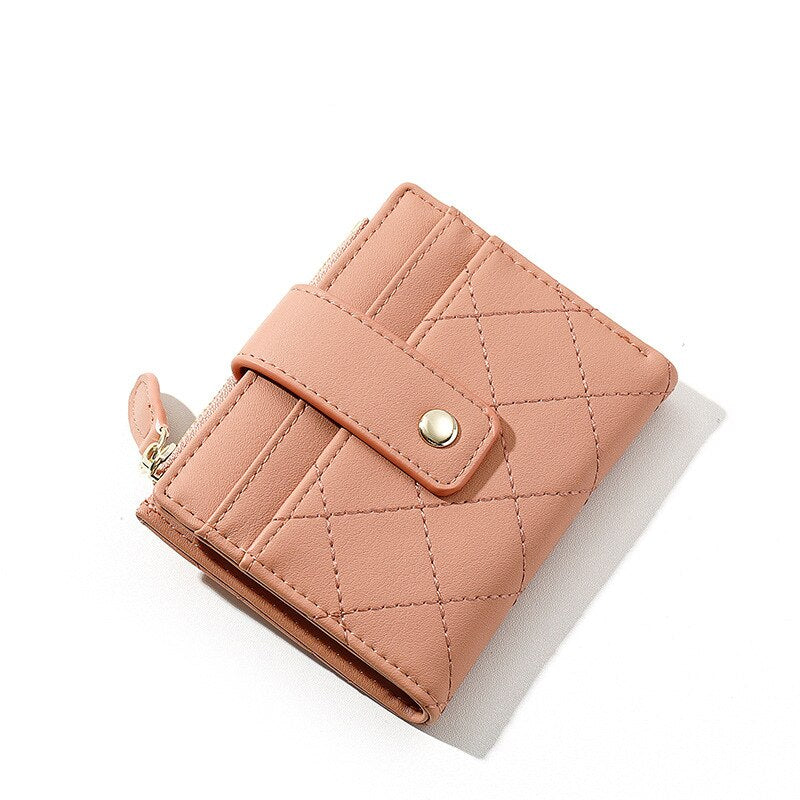 Geestock Women's Zipper Wallet for PU Leather Fashion Lattice Card Holder Girl Student Coin Purses Handbags New Creative Purse