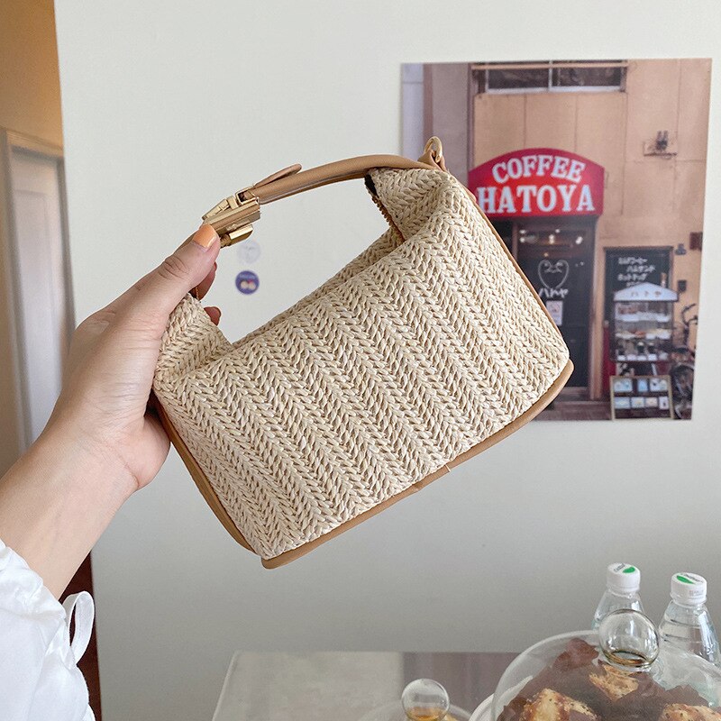Straw Woven Small Bag Casual Women's Bag Hand-Held One-Shoulder Messenger Bag