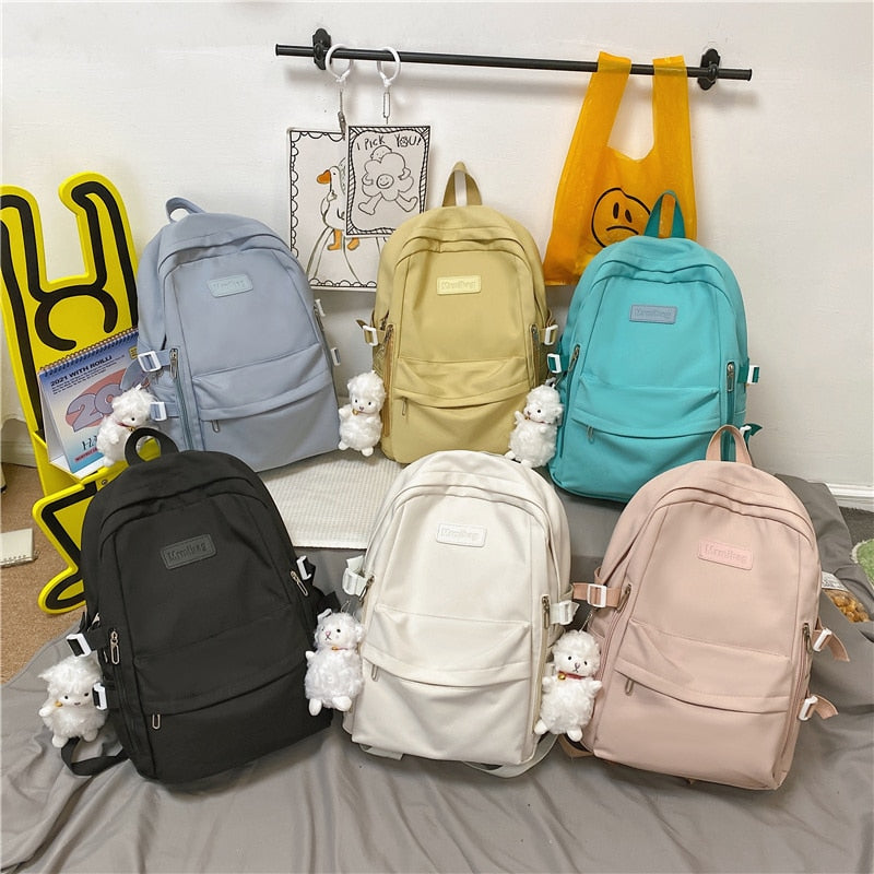 Casual Waterproof Nylon Women Bags School Backpack for Teenagers Girls Travel Backbag Mochilas Female Small Bookbag Kawaii Bag