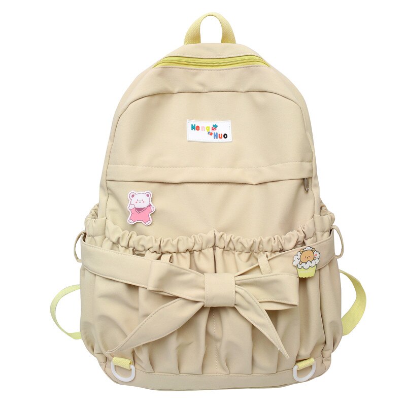 Fashion Kawaii Bow Waterproof Female Laptop Backpack Ladies Nylon College Backpack Trendy Women School Bag Girl Travel Cute Bags